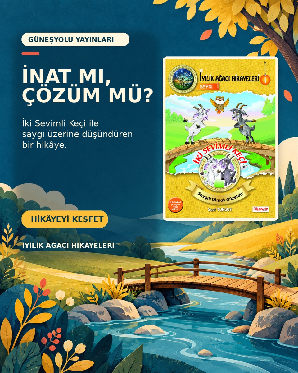 Güneşyolu İki Sevimli Keçi kitabı için hazırlanmış sosyal medya görseli