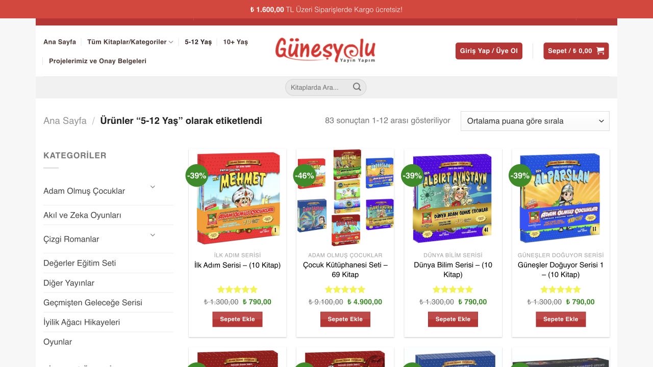 gunesyoluyayinlari.com sitesinin gerçek web görünümü, Ekim 2026